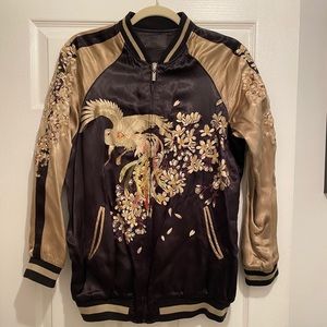 Reversible embroidered bomber